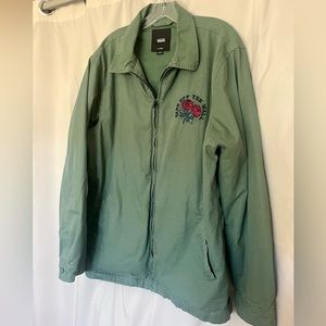 Vans Logan Station Green Full Zip Floral Embroidered Jacket